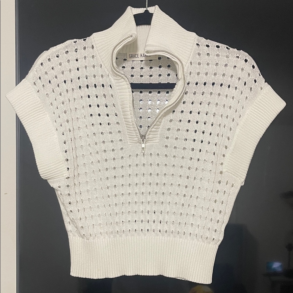 Grace Karin White Knit Crop Top